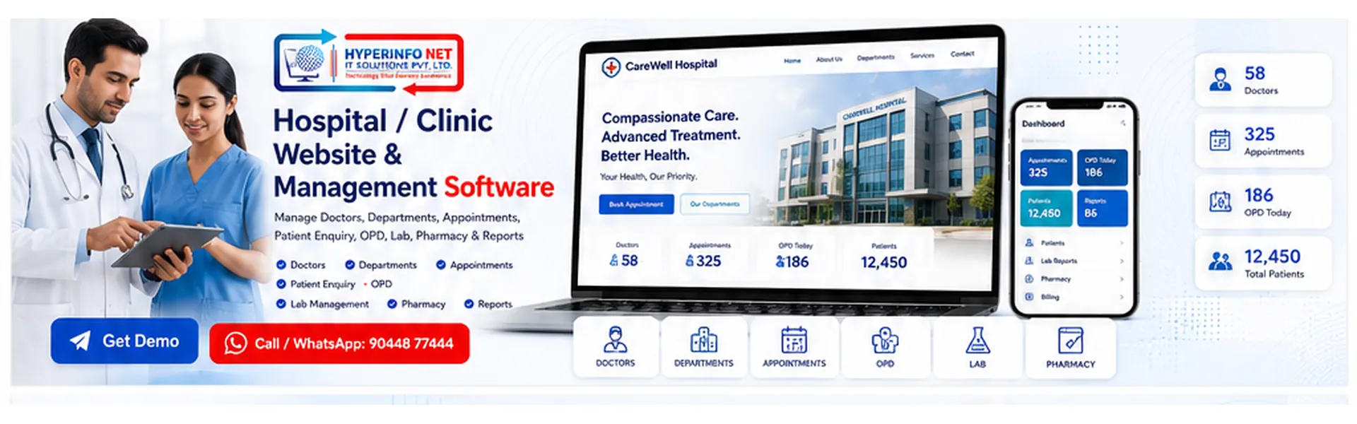 Hospital & Clinic Website Management Software